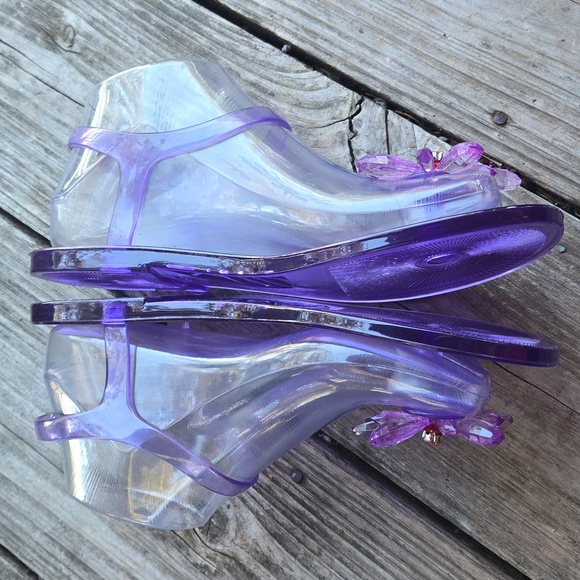 Betsey Johnson Sarai Purple Jelly Sandal With Daisy Accent Toe Separator Size 8 - Picture 9 of 17